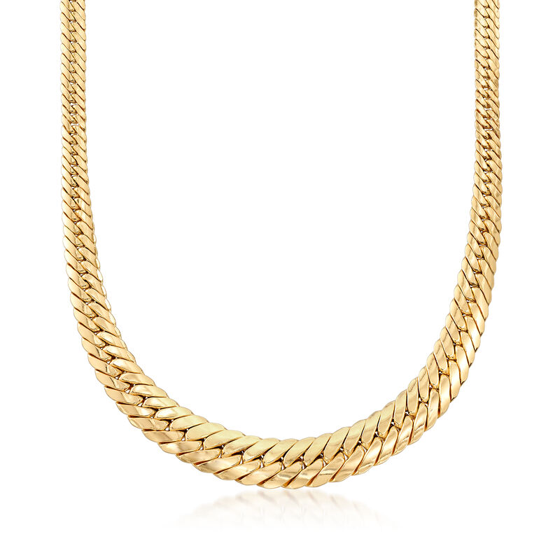 18kt Yellow Gold Graduated Cuban Link Necklace image number 0