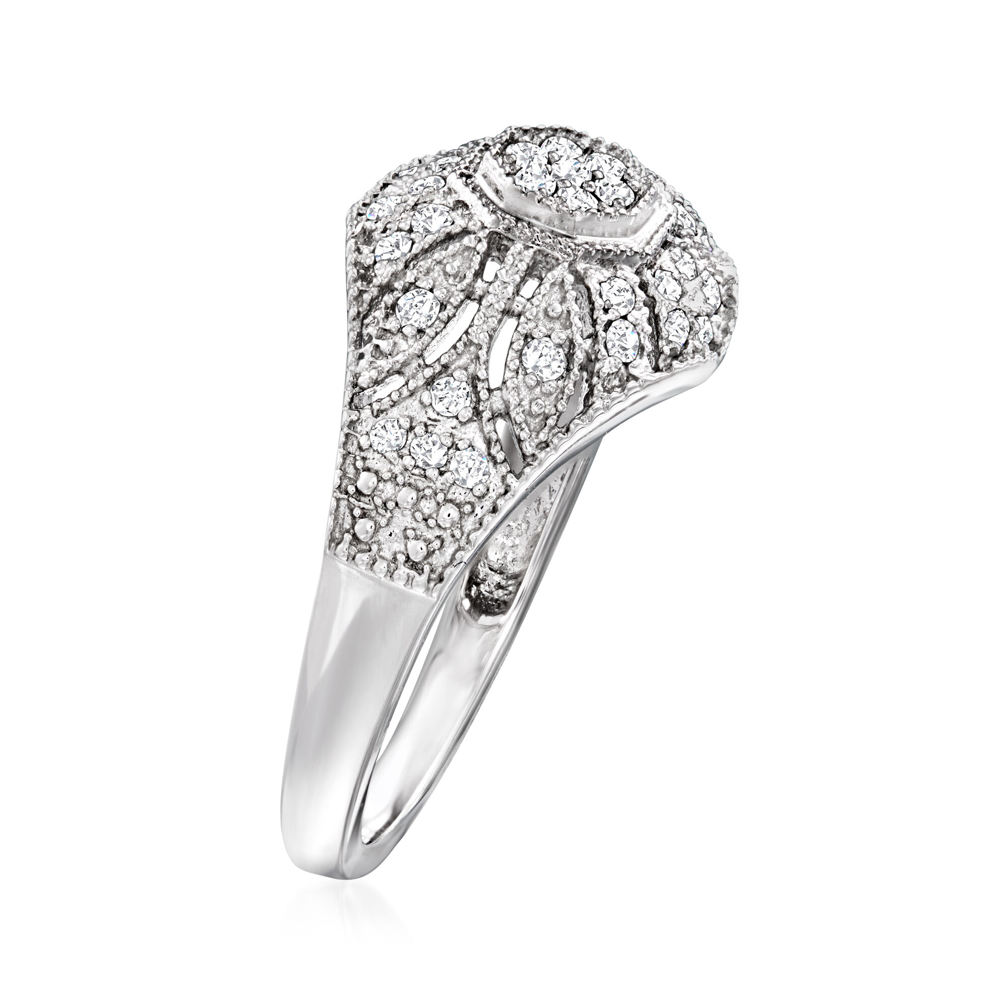 .25 ct. t.w. Diamond Vintage-Style Milgrain Ring in Sterling Silver