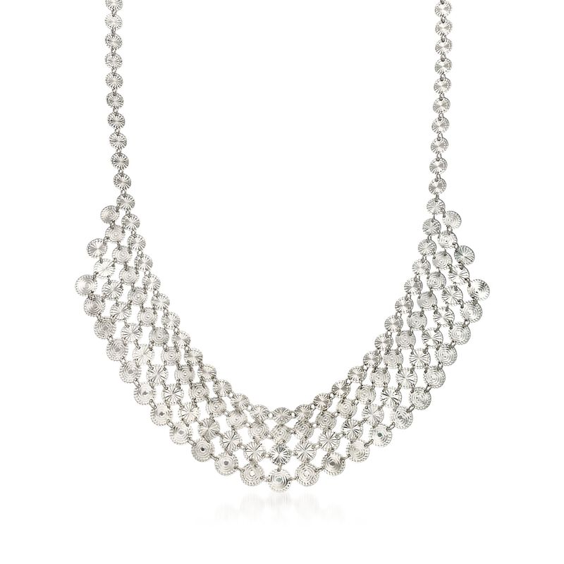 Italian Sterling Silver Diamond-Cut Tribal Bib Necklace image number 0