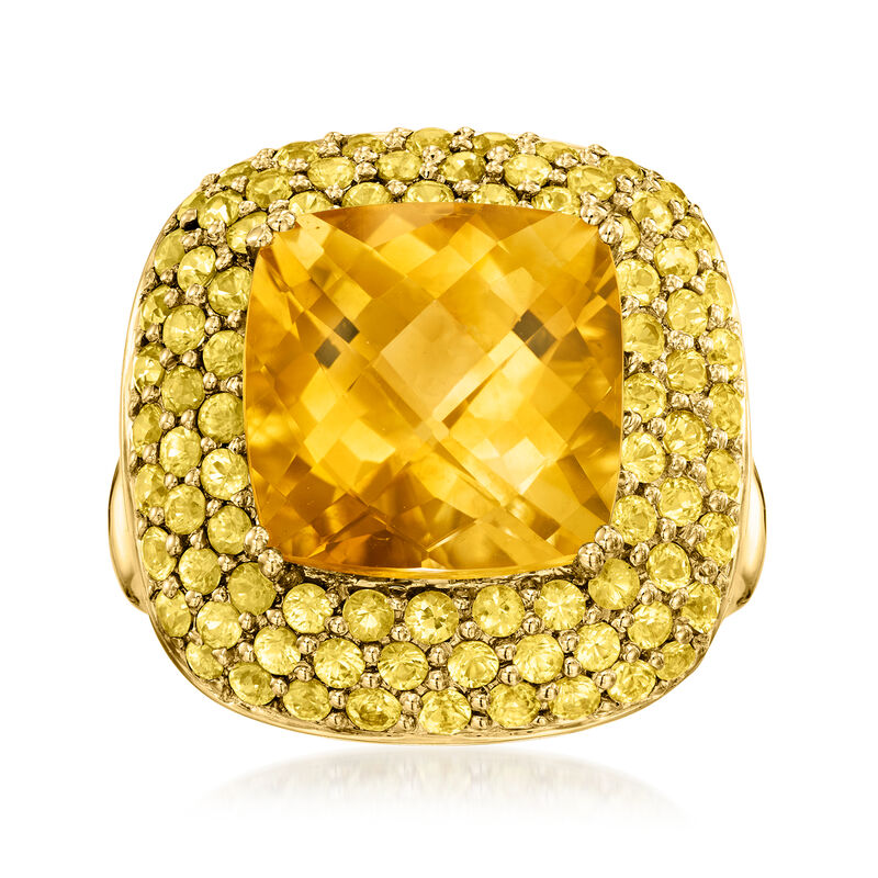C. 1990 Vintage 9.25 Carat Citrine and 3.35 ct. t.w. Yellow Sapphire Ring in 18kt Yellow Gold. Size 7.5 image number 0