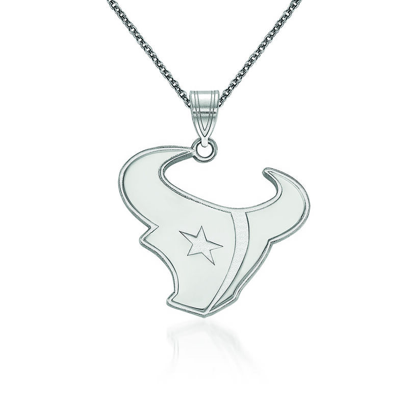 14kt White Gold NFL Houston Texans Large Pendant Necklace. 18&quot; image number 0
