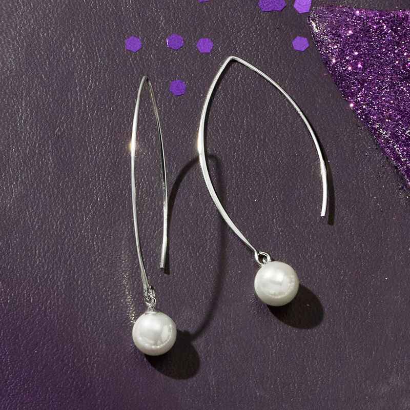 8-8.5mm Shell Pearl Drop Earrings in Sterling Silver image number 5