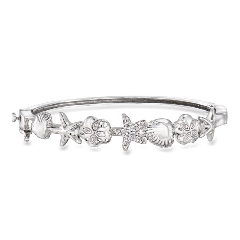 .10 ct. t.w. Diamond Sea Life Bangle Bracelet in Sterling Silver image number 0