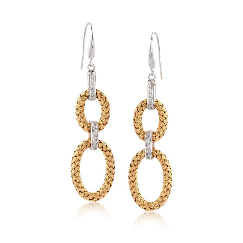 Charles Garnier &quot;Fay&quot; .25 ct. t.w. CZ Double Oval Drop Earrings in Two-Tone Sterling Silver  image number 0