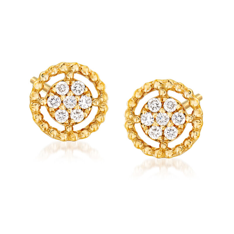 Gabriel Designs .10 ct. t.w. Diamond Cluster with Beaded Frame Stud Earrings in 14kt Yellow Gold image number 0