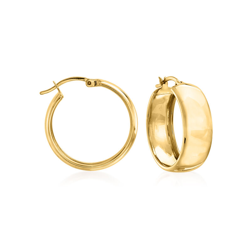18kt Yellow Gold Over Sterling Silver Hoop Earrings. 1&quot; image number 0