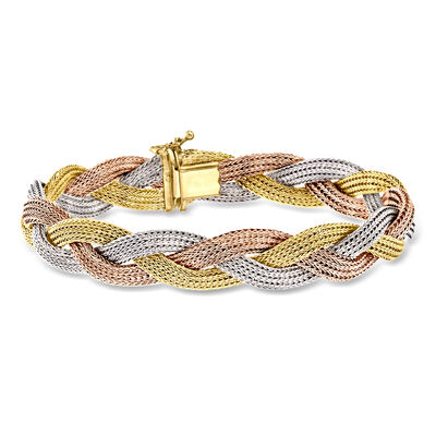 C. 1980 Vintage 18kt Tri-Colored Gold Braided Bracelet