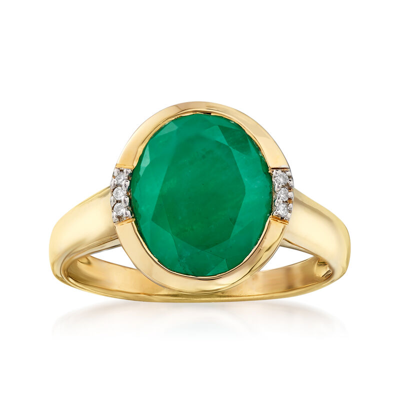 3.00 Carat Emerald Ring with Diamonds in 14kt Yellow Gold image number 0