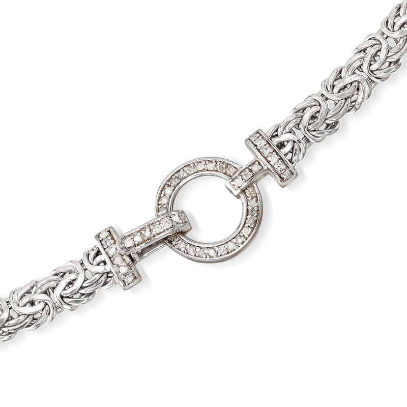 .30 ct. t.w. Diamond and Sterling Silver Byzantine Necklace image number 2