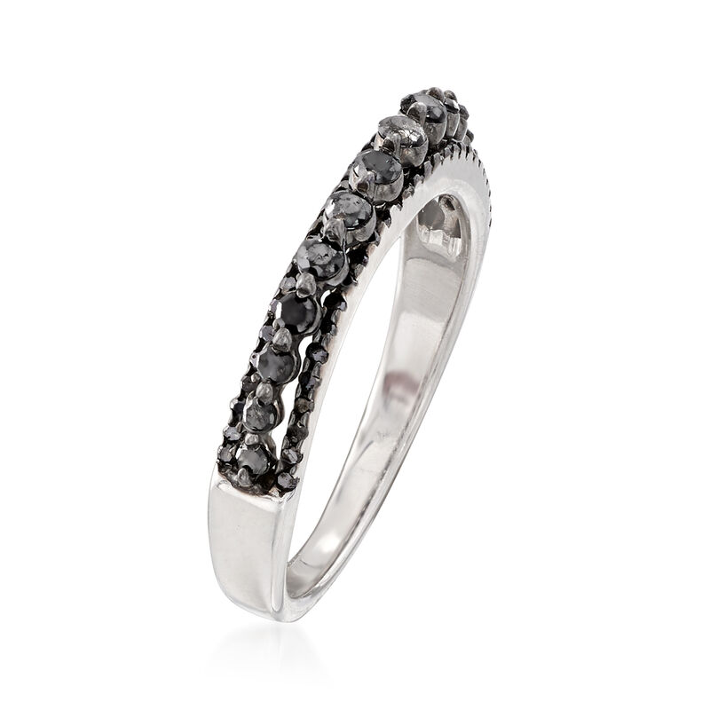 .40 ct. t.w. Black Diamond Three-Row Ring in Sterling Silver image number 2