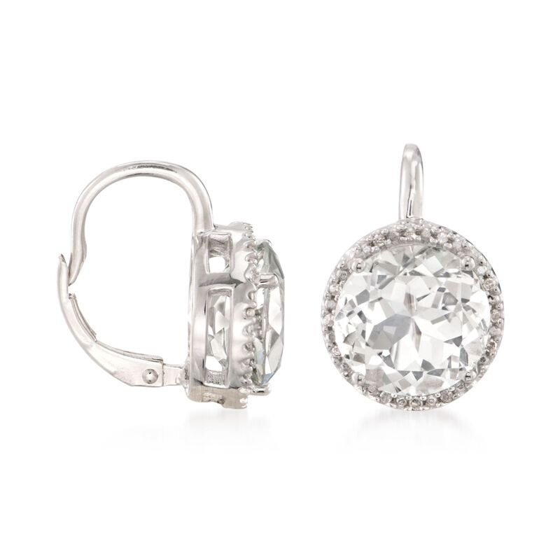 7.75 ct. t.w. White Topaz Earrings with Diamond Accents in Sterling Silver image number 2