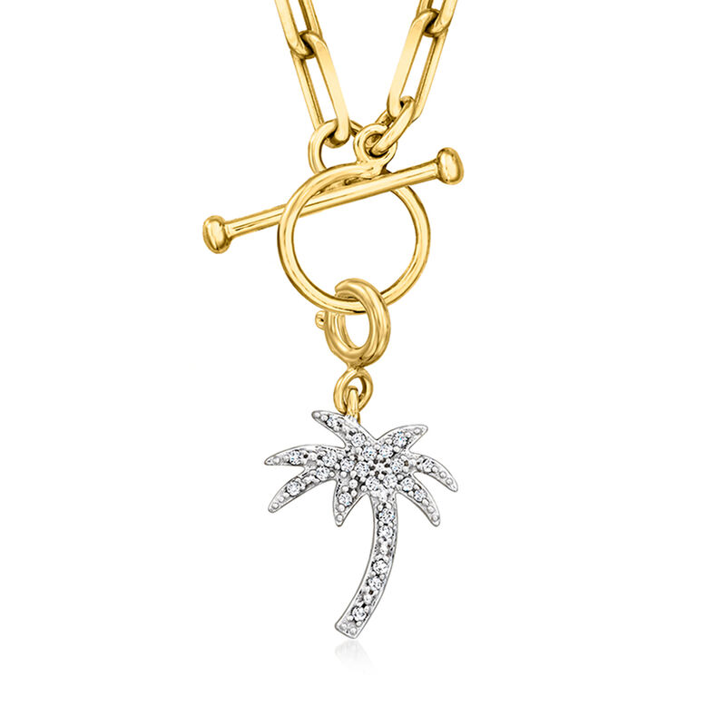 .10 ct. t.w. Diamond Palm Tree Charm in 18kt Gold Over Sterling  image number 2