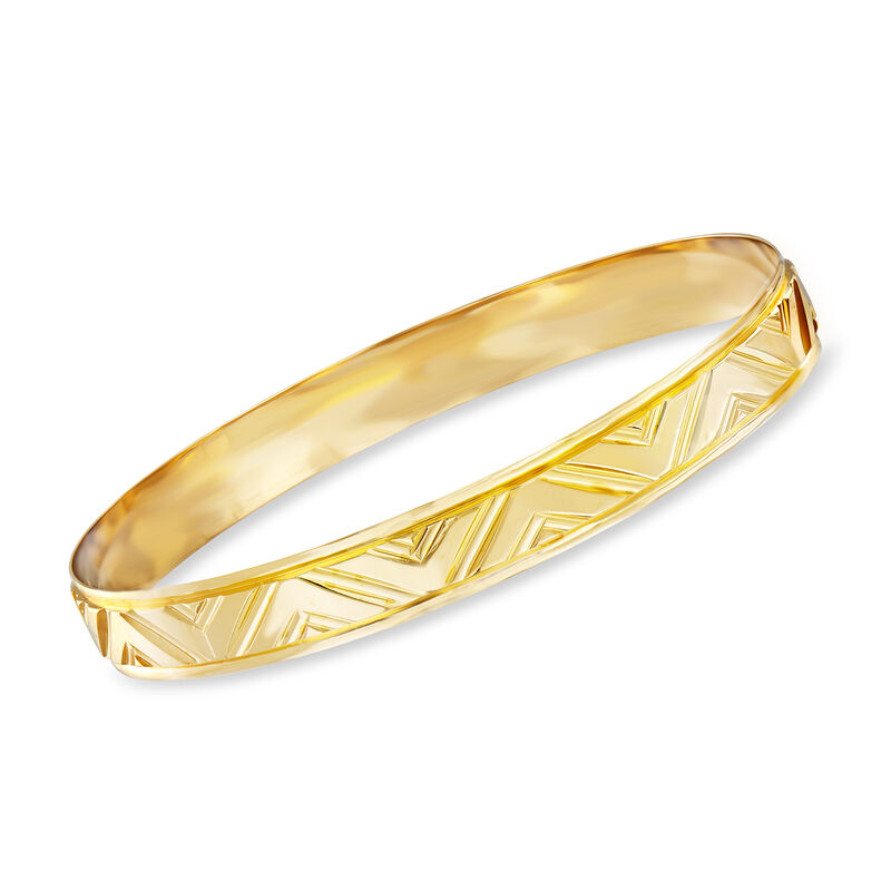 Italian 18kt Yellow Gold Flat Chevron Bangle Bracelet image number 0