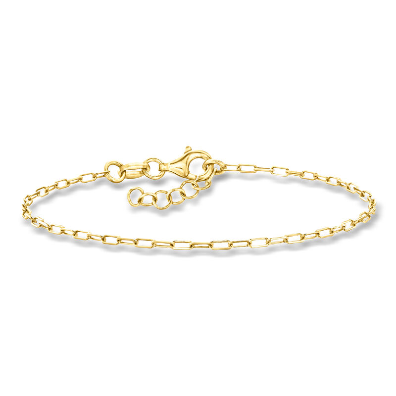 Italian 1.6mm 18kt Gold Over Sterling Mini Paper Clip Link Bracelet image number 0