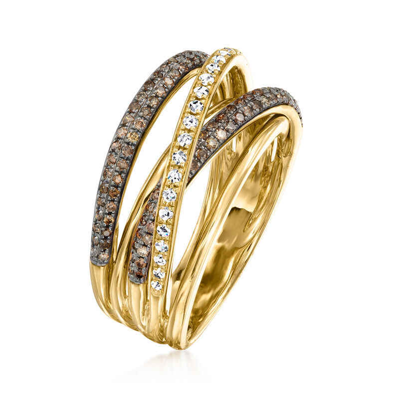 Le Vian .62 ct. t.w. Chocolate and Vanilla Diamond Highway Ring in 14kt Honey Gold. Size 7 image number 2
