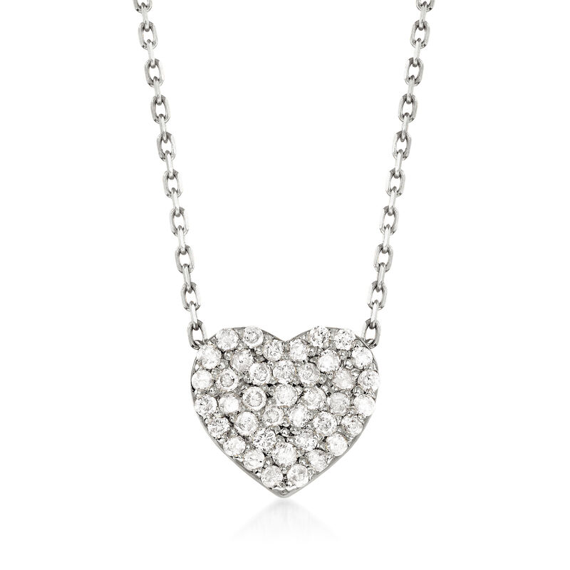 .25 ct. t.w. Diamond Heart Necklace in 14kt White Gold. 16&quot; image number 0