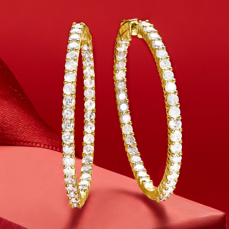 5.00 ct. t.w. Diamond Inside-Outside Hoop Earrings in 14kt Yellow Gold image number 3