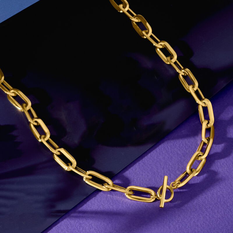 Italian 14kt Yellow Gold Paper Clip Link Toggle Necklace image number 6