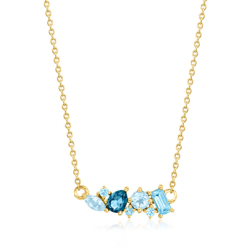 .45 ct. t.w. Tonal Blue Topaz Necklace in 14kt Yellow Gold. 16&quot; image number 1