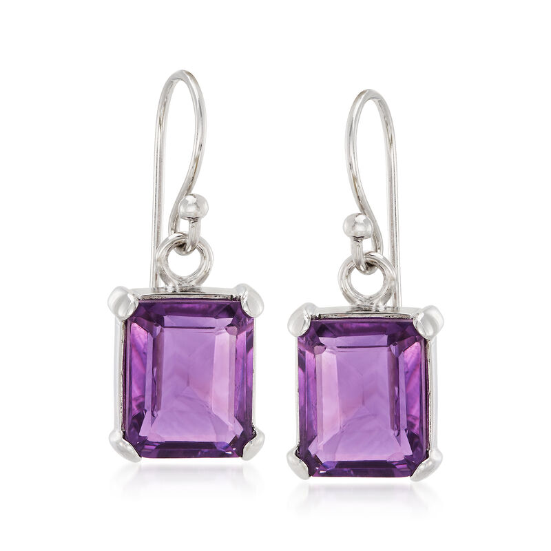 5.50 ct. t.w. Amethyst Drop Earrings in Sterling Silver image number 0