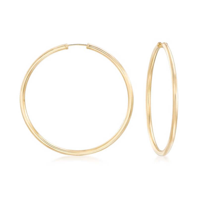 2.5mm 14kt Yellow Gold Endless Hoop Earrings image number 0