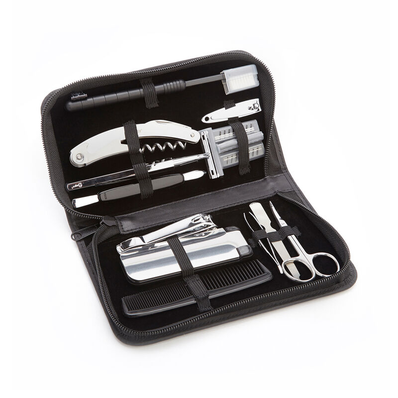 Royce Men's Black Leather Travel Grooming Kit image number 1