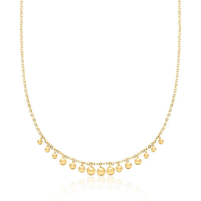 3-5mm 18kt Gold Over Sterling Graduated Bead Drop Necklace