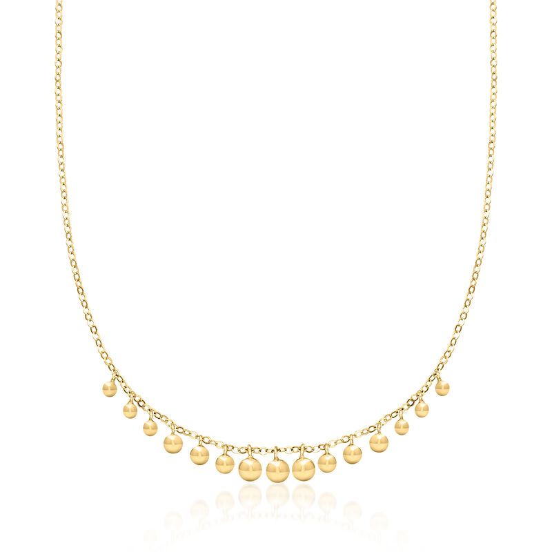 3-5mm 18kt Gold Over Sterling Graduated Bead Drop Necklace image number 0