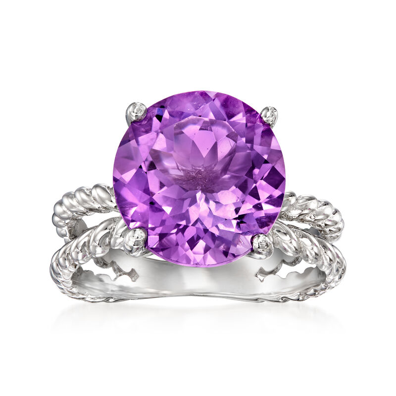5.75 Carat Amethyst Open-Space Roped Ring in Sterling Silver image number 0