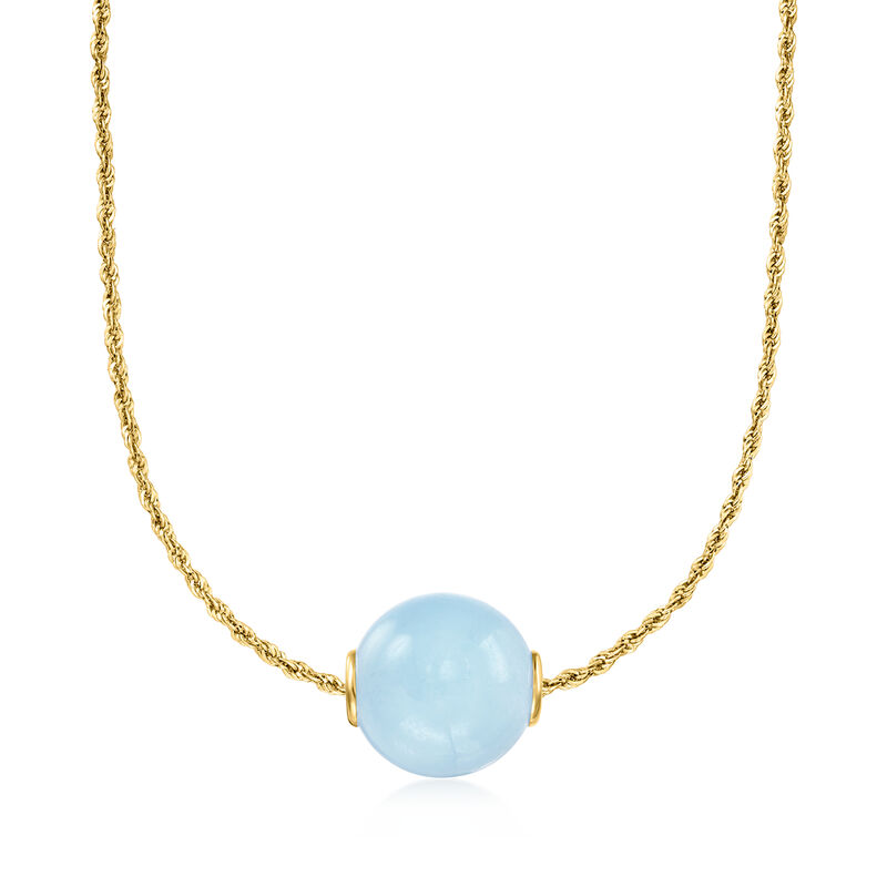 20.00 Carat Milky Aquamarine Bead Pendant in 14kt Yellow Gold image number 2
