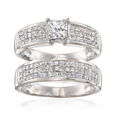 C. 1990 Vintage 2.40 ct. t.w. Diamond Bridal Set: Engagement and Wedding Rings in 18kt White Gold