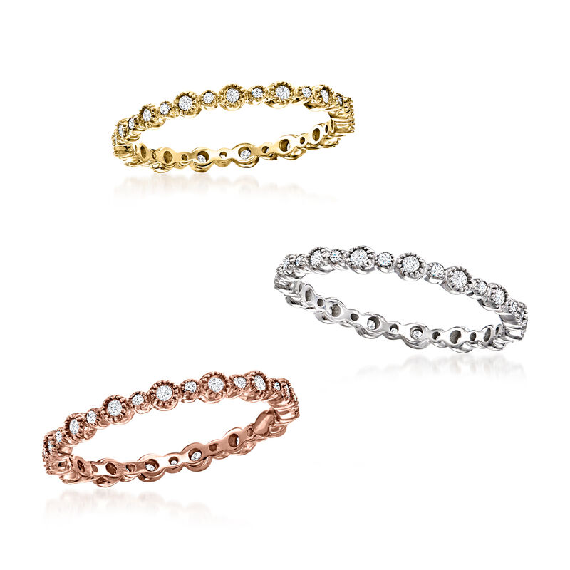 .75 ct. t.w. Diamond Jewelry Set: Three Eternity Bands in 14kt Tri-Colored Gold. Size 10 image number 3