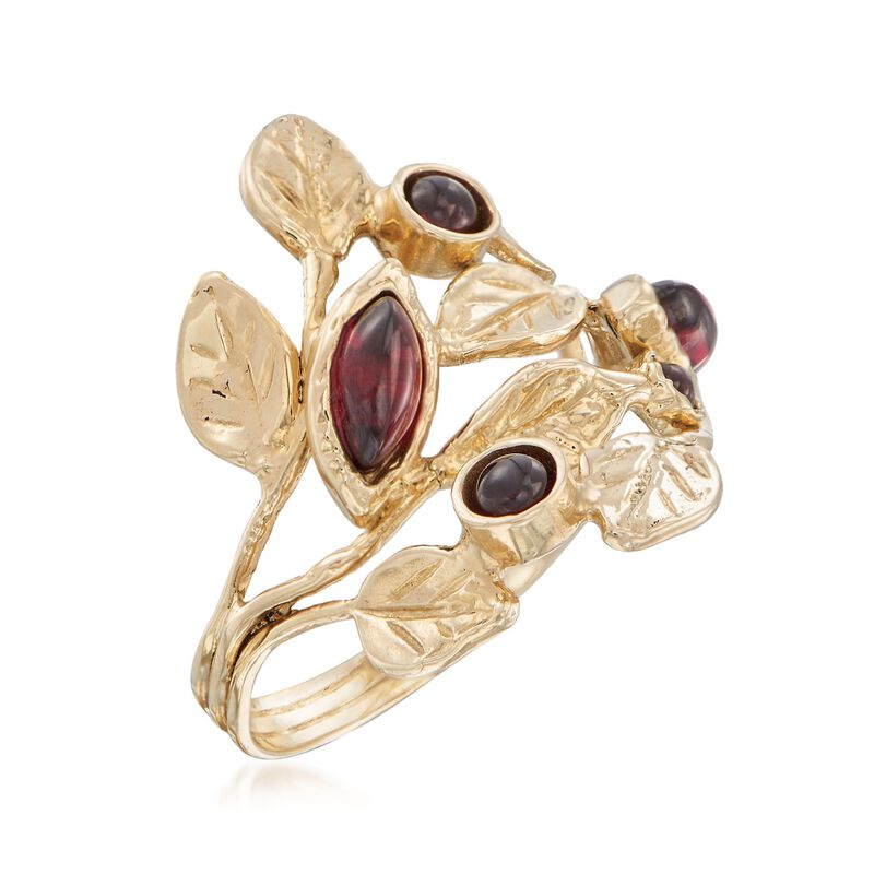 1.30 ct. t.w. Garnet Leaf Ring in 14kt Yellow Gold image number 2