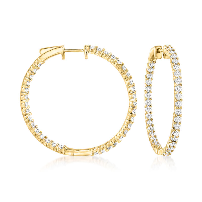 3.00 ct. t.w. Diamond Inside-Outside Hoop Earrings in 18kt Gold Over Sterling image number 0