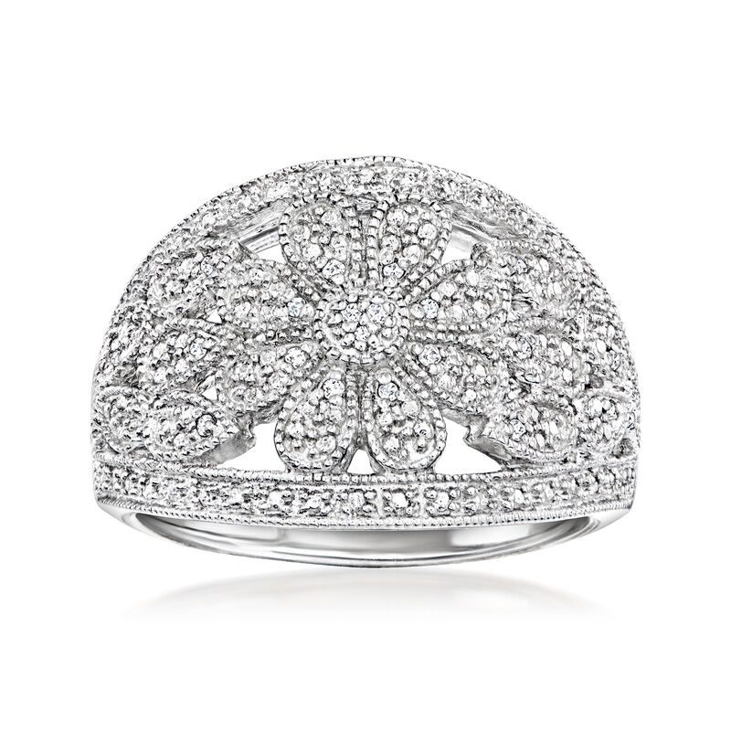 .10 ct. t.w. Diamond Flower Ring in Sterling Silver image number 0