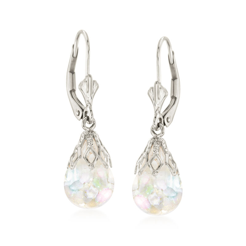 Floating Opal Drop Earrings in 14kt White Gold image number 0