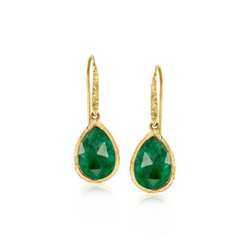 7.50 ct. t.w. Emerald Drop Earrings in 18kt Gold Over Sterling image number 0