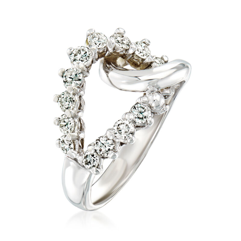 C. 1990 Vintage .90 ct. t.w. Diamond Interlocking-Loop Ring in 14kt White Gold. Size 6.5 image number 2