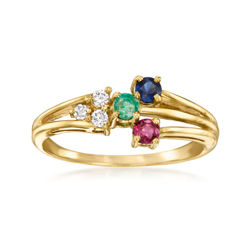 C. 1990 Vintage .18 ct. t.w. Multi-Gemstone Ring with Diamonds in 14kt Yellow Gold image number 0