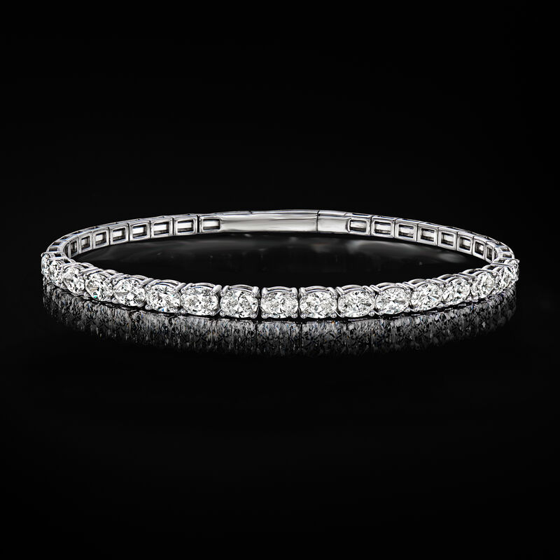 5.00 ct. t.w. Oval Lab-Grown Diamond Flexible Bangle Bracelet in 14kt White Gold image number 2