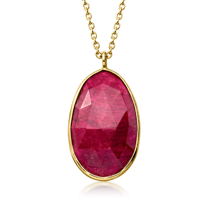 16.00 Carat Ruby Necklace in 18kt Gold Over Sterling. 18" image number 1