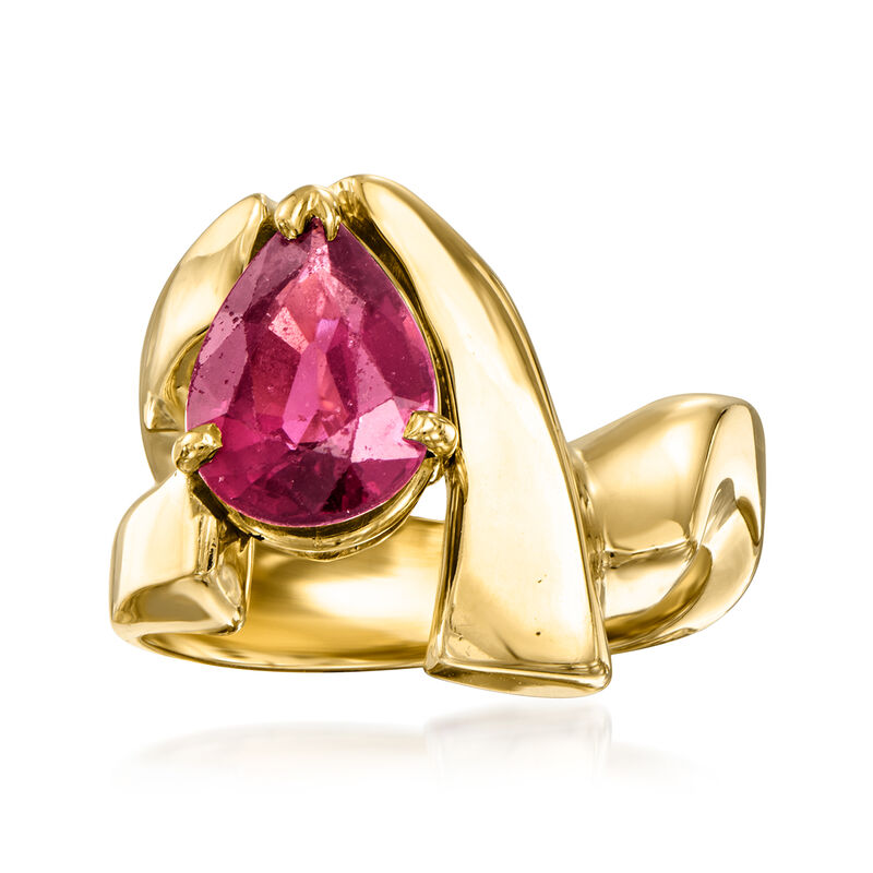 C. 1980 Vintage 2.70 Carat Rhodolite Garnet Ring in 14kt Yellow Gold image number 0