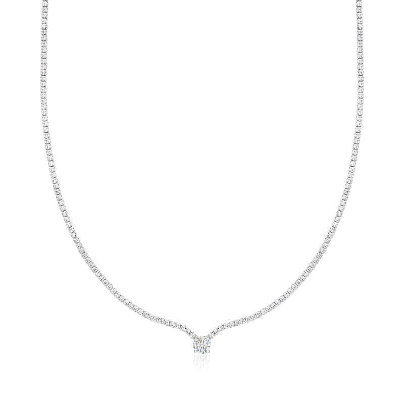 4.20 ct. t.w. CZ Solitaire-Style Tennis Necklace in Sterling Silver image number 0
