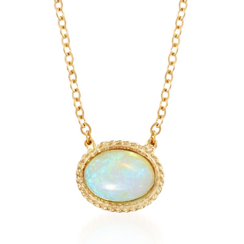 Opal Roped-Edge Necklace in 14kt Yellow Gold. 18&quot; image number 0
