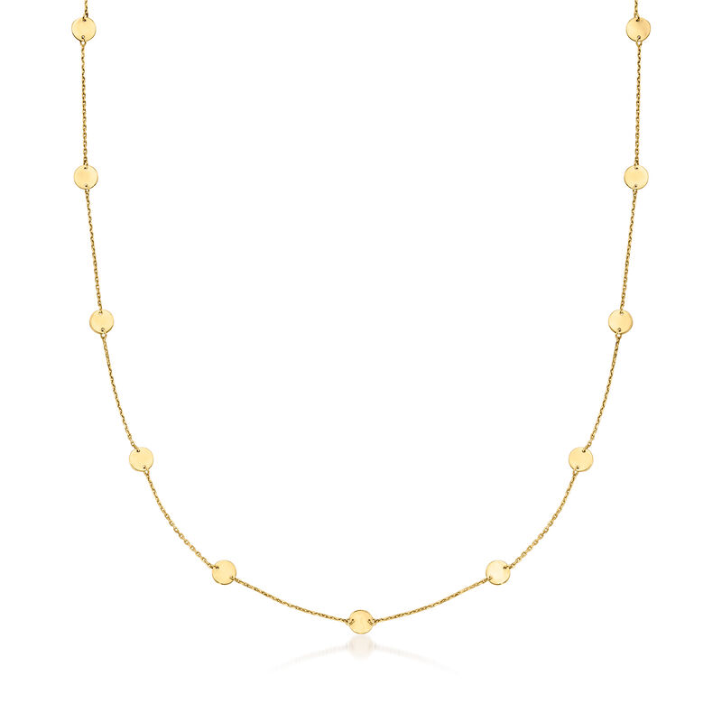 Italian 14kt Yellow Gold Disc Station Necklace. 16&quot; image number 1