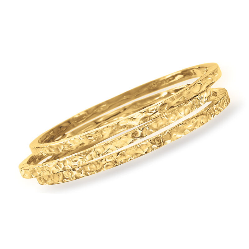 Italian 18kt Gold Over Sterling Jewelry Set: Three Hammered Bangle Bracelets image number 0