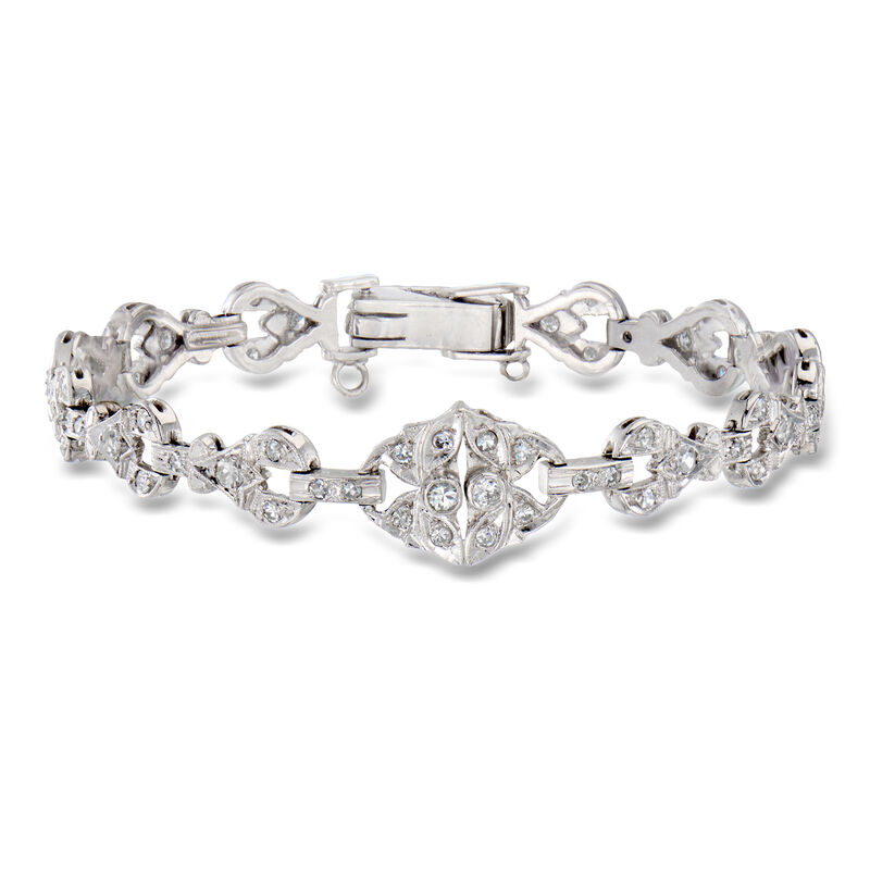 C. 1990 Vintage 1.55 ct. t.w. Diamond Bracelet in Platinum. 6.75" image number 0