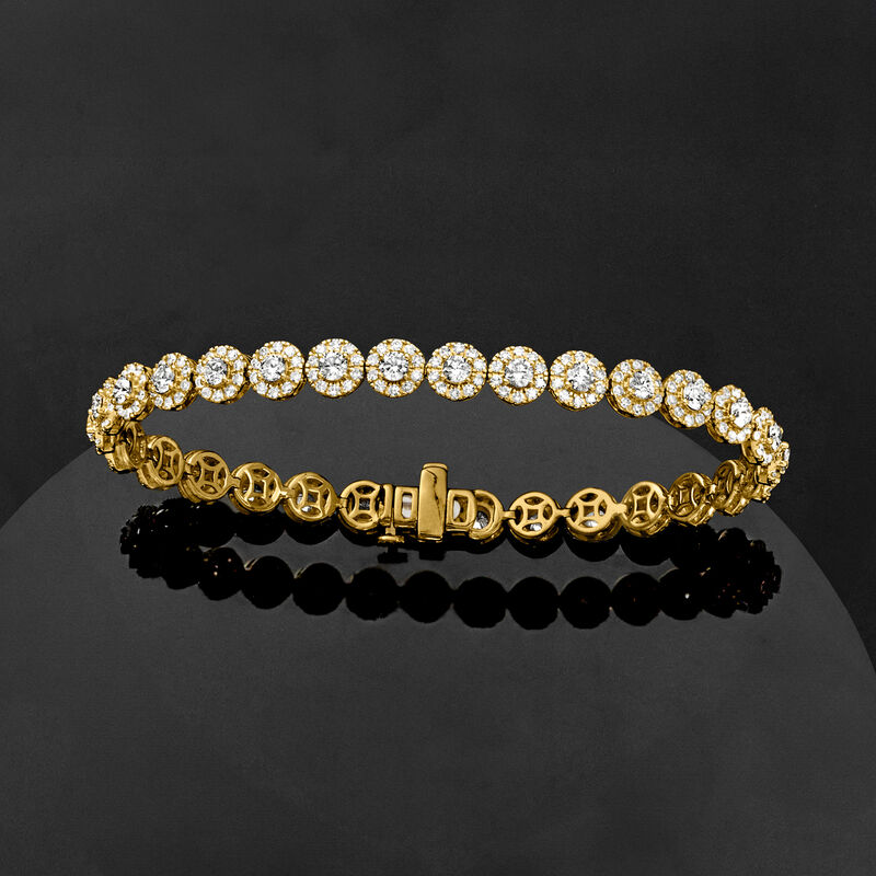 5.00 ct. t.w. Lab-Grown Diamond Halo Bracelet in 14kt Yellow Gold image number 3