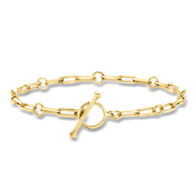 18kt Gold Over Sterling Charm-Compatible Paper Clip Link Toggle Bracelet