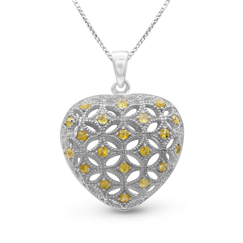 .60 ct. t.w. Citrine Heart Pendant Necklace in Sterling Silver. 18" image number 0